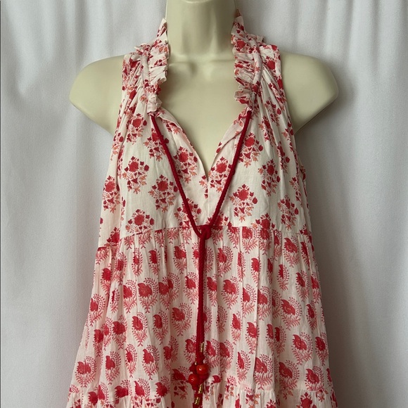 Ro's Garden NWT Red Floral Sofia Sleeveless Ruffle Short Dress **Size XS** 🌺🌺 - Picture 3 of 9